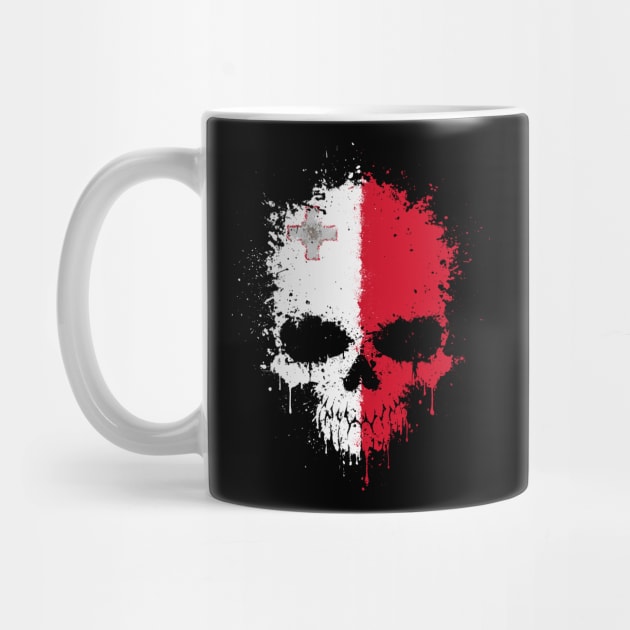 Chaotic Maltese Flag Splatter Skull by jeffbartels